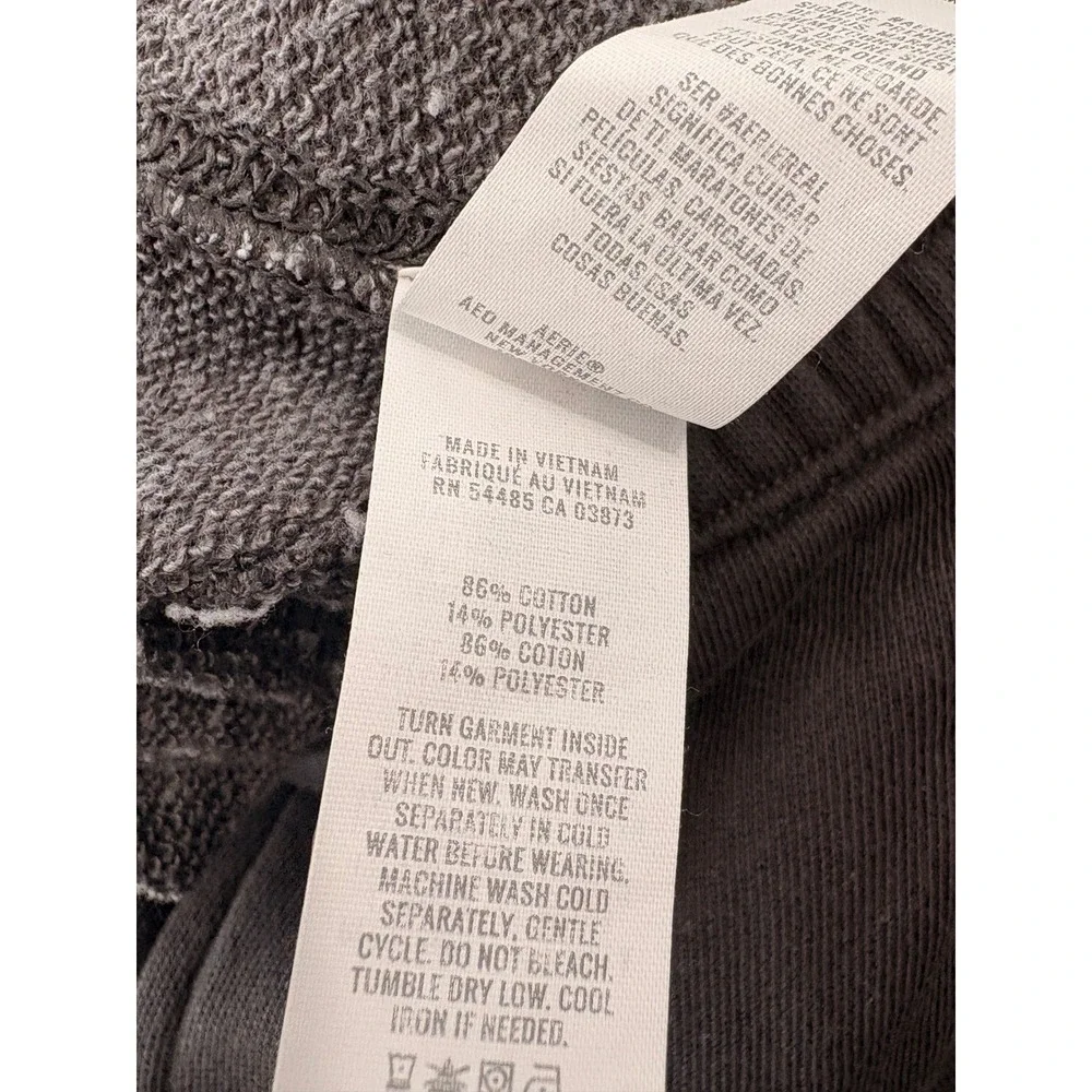 Aerie Womens Charcoal Gray Fleece Jogger Sweatpants Size M Drawstring Pockets - Picture 4 of 4
